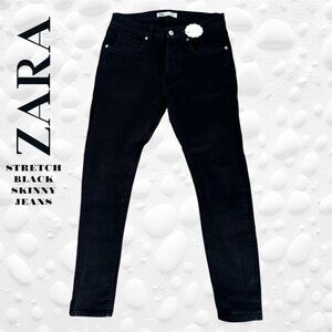 ZARA STRETCH BLACK SKINNY JEANS - BUTTON FRONT - 30"